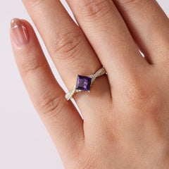 Amethyst Petite Twisted Vine Pave Princess Ring