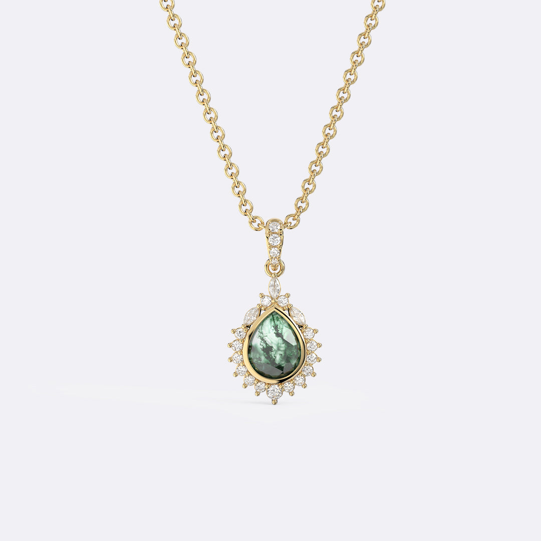 Moss Agate Reina Pear Necklace