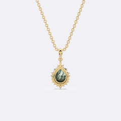 Moss Agate Reina Pear Necklace