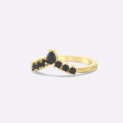 Hadley Contoured Black Spinel Curved Band