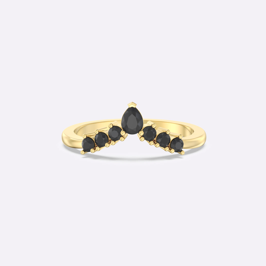 Hadley Contoured Black Spinel Curved Band