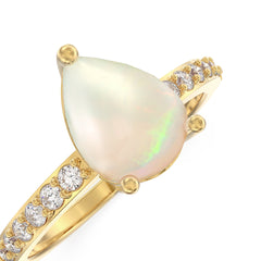 Opal Raw Pave Pear Ring