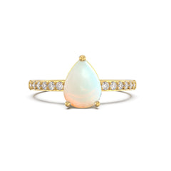 Opal Raw Pave Pear Ring