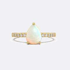 Opal Raw Pave Pear Ring