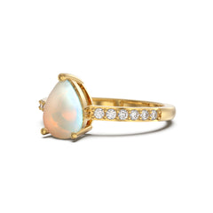 Opal Raw Pave Pear Ring