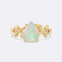 Opal Olive Leaf Side Stones Pear Ring