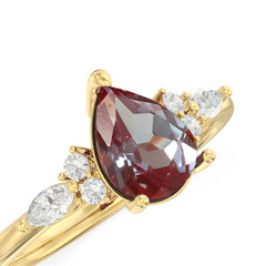 Alexandrite Melody Side Stones Pear Ring