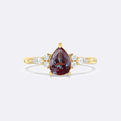 Alexandrite Melody Side Stones Pear Ring