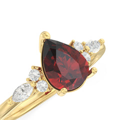 Garnet Melody Side Stones Pear Ring