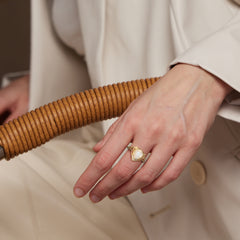 Moonstone Wings Side Stones Pear Ring