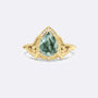 Moss Agate Wings Side Stones Pear Ring