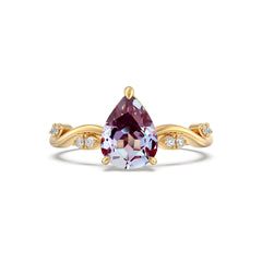 Alexandrite Raw Side Stones Pear Ring