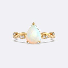 Opal Raw Side Stones Pear Ring
