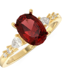 Garnet Ellipsis Side Stones Oval Ring