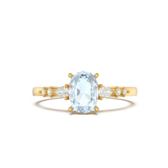 Aquamarine Ellipsis Side Stones Oval Ring