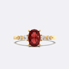 Garnet Ellipsis Side Stones Oval Ring