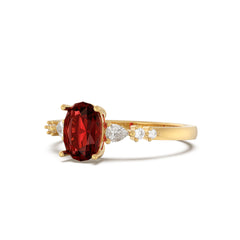 Garnet Ellipsis Side Stones Oval Ring