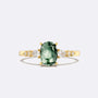 Moss Agate Ellipsis Side Stones Oval Ring