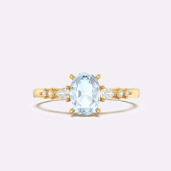 Aquamarine Ellipsis Side Stones Oval Ring