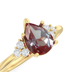 Alexandrite Melody Halo Pear Ring