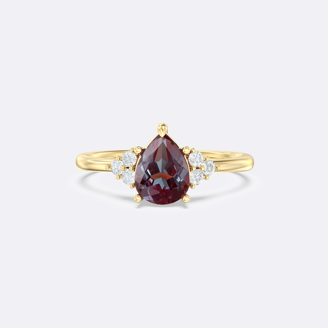 Alexandrite Melody Halo Pear Ring