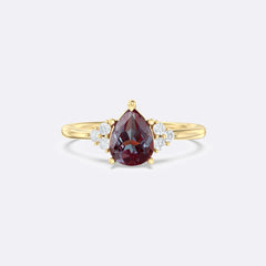 Alexandrite Melody Halo Pear Ring