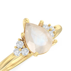 Moonstone Melody Halo Pear Ring