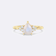 Moonstone Melody Halo Pear Ring