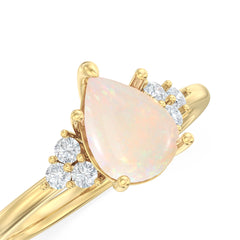 Opal Melody Halo Pear Ring