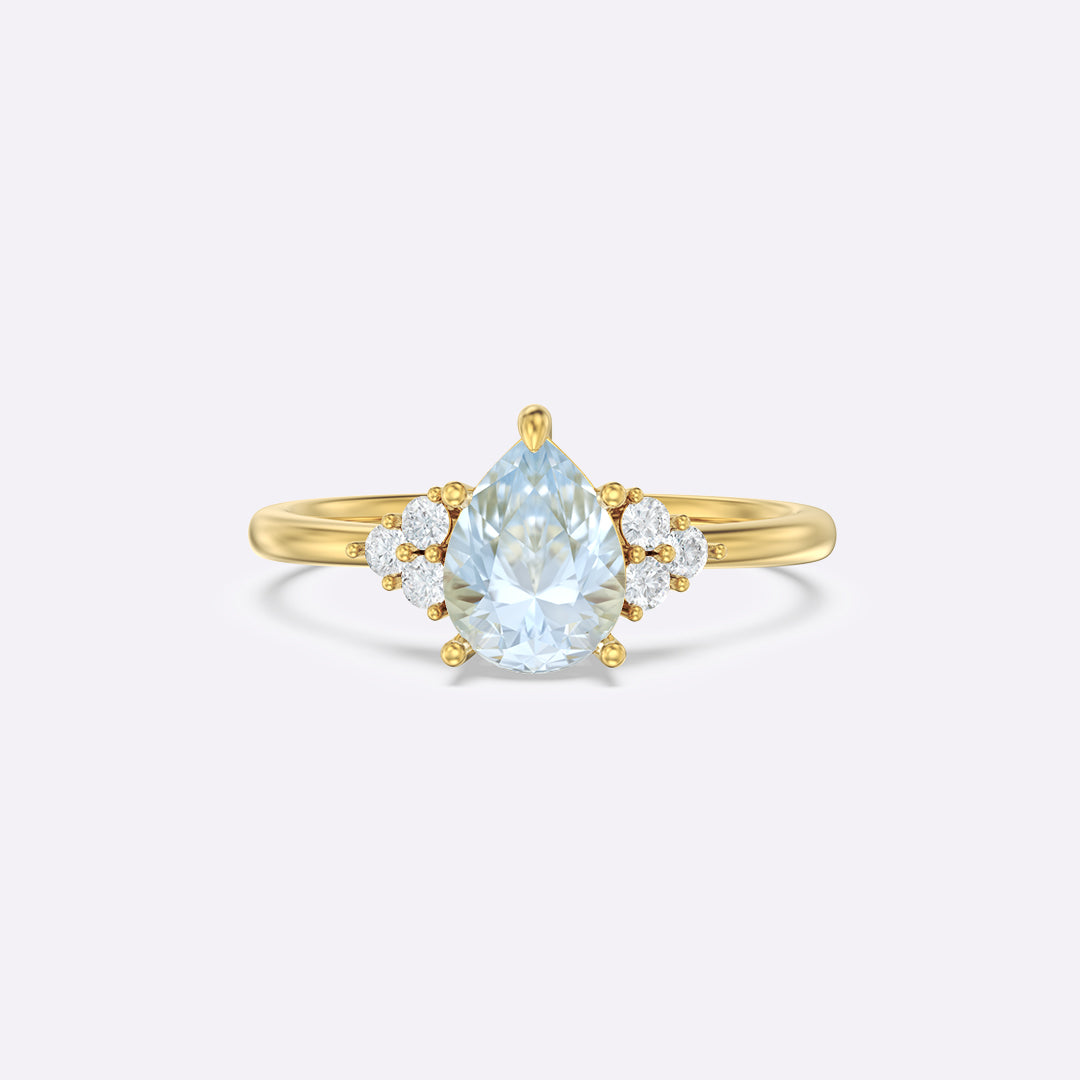 Aquamarine Melody Halo Pear Ring