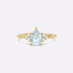 Aquamarine Melody Halo Pear Ring