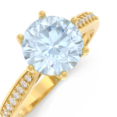 Aquamarine Raw Pave Round Ring