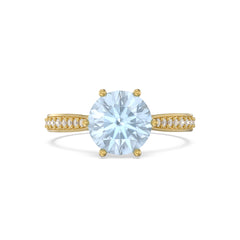 Aquamarine Raw Pave Round Ring