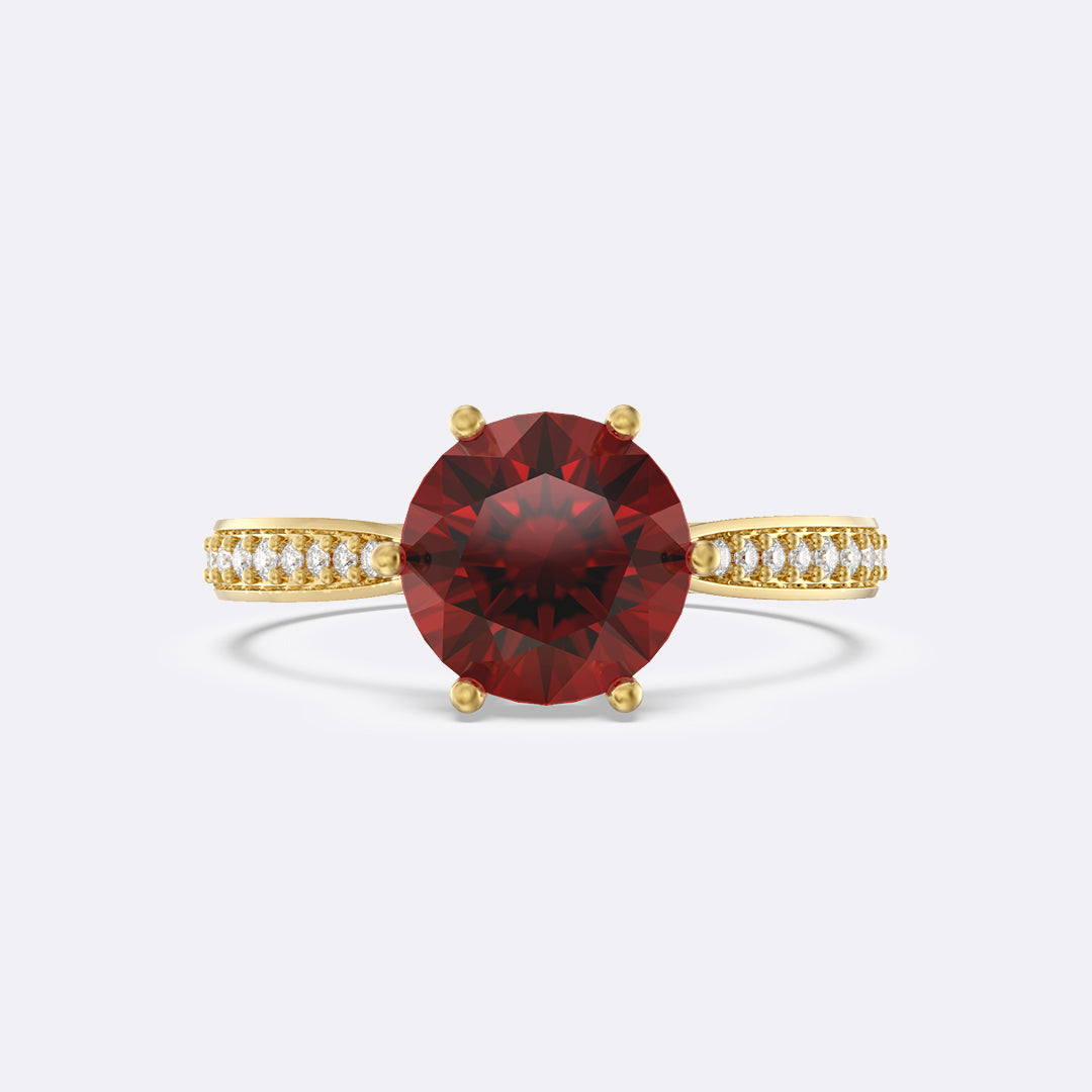 Garnet Raw Pave Round Ring