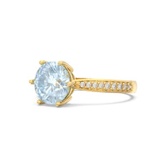 Aquamarine Raw Pave Round Ring