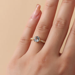 Aquamarine Raw Pave Round Ring