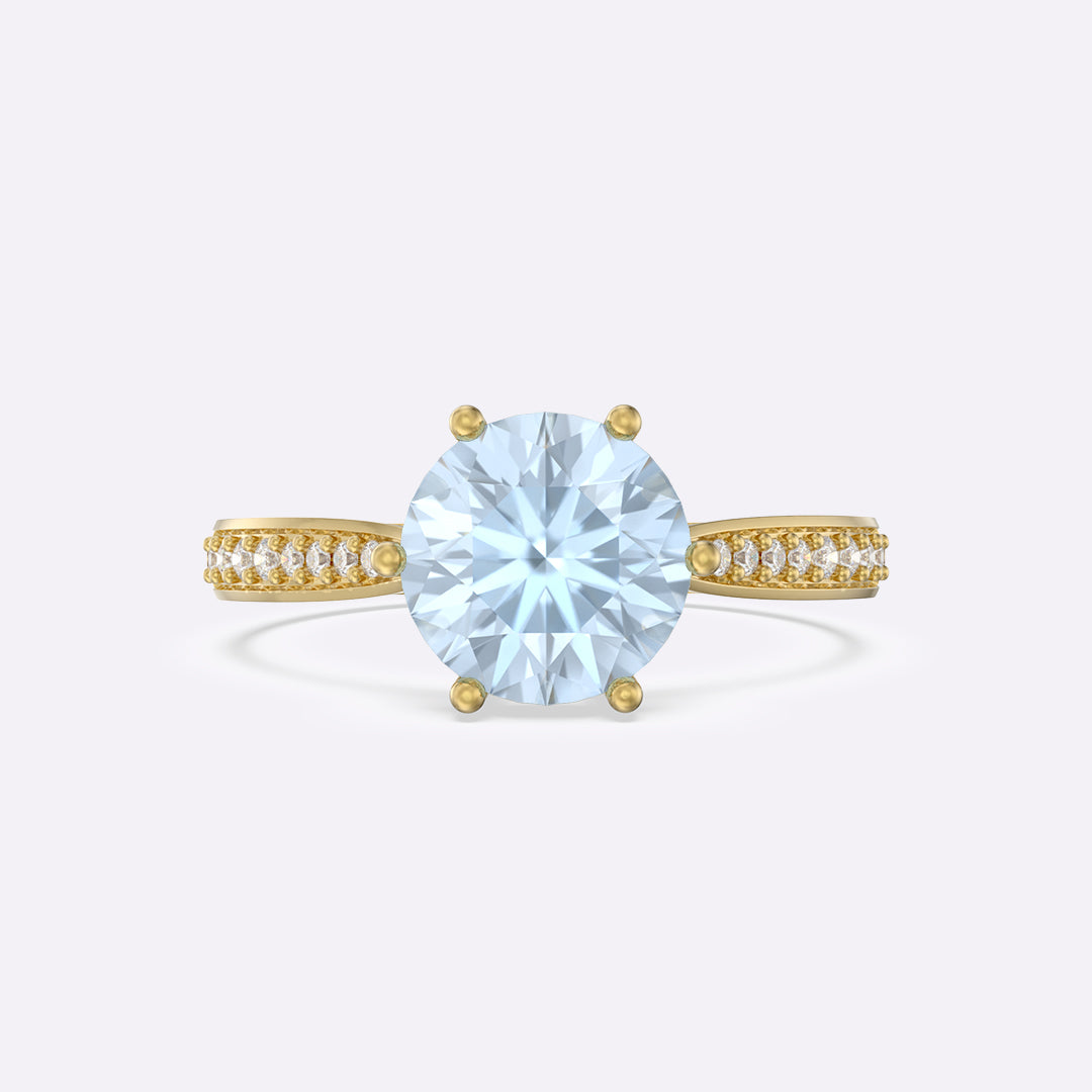 Aquamarine Raw Pave Round Ring