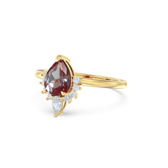 Alexandrite Eva Halo Pear Ring