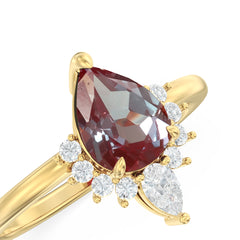 Alexandrite Eva Halo Pear Ring