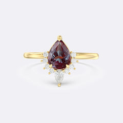 Alexandrite Eva Halo Pear Ring