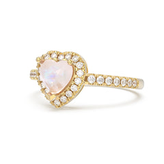 Moonstone Raw Pave Heart Ring