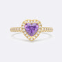 Amethyst Raw Pave Heart Ring