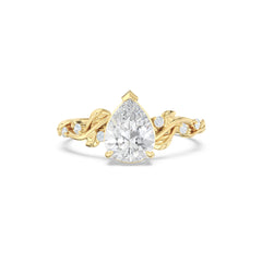 Moissanite Leaf Side Stones Pear Ring