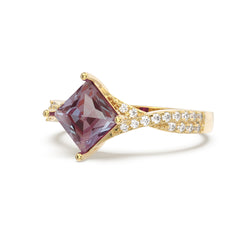 Alexandrite Petite Twisted Vine Pave Princess Ring