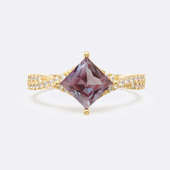 Alexandrite Petite Twisted Vine Pave Princess Ring