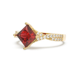 Garnet Petite Twisted Vine Pave Princess Ring