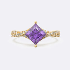 Amethyst Petite Twisted Vine Pave Princess Ring