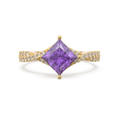 Amethyst Petite Twisted Vine Pave Princess Ring