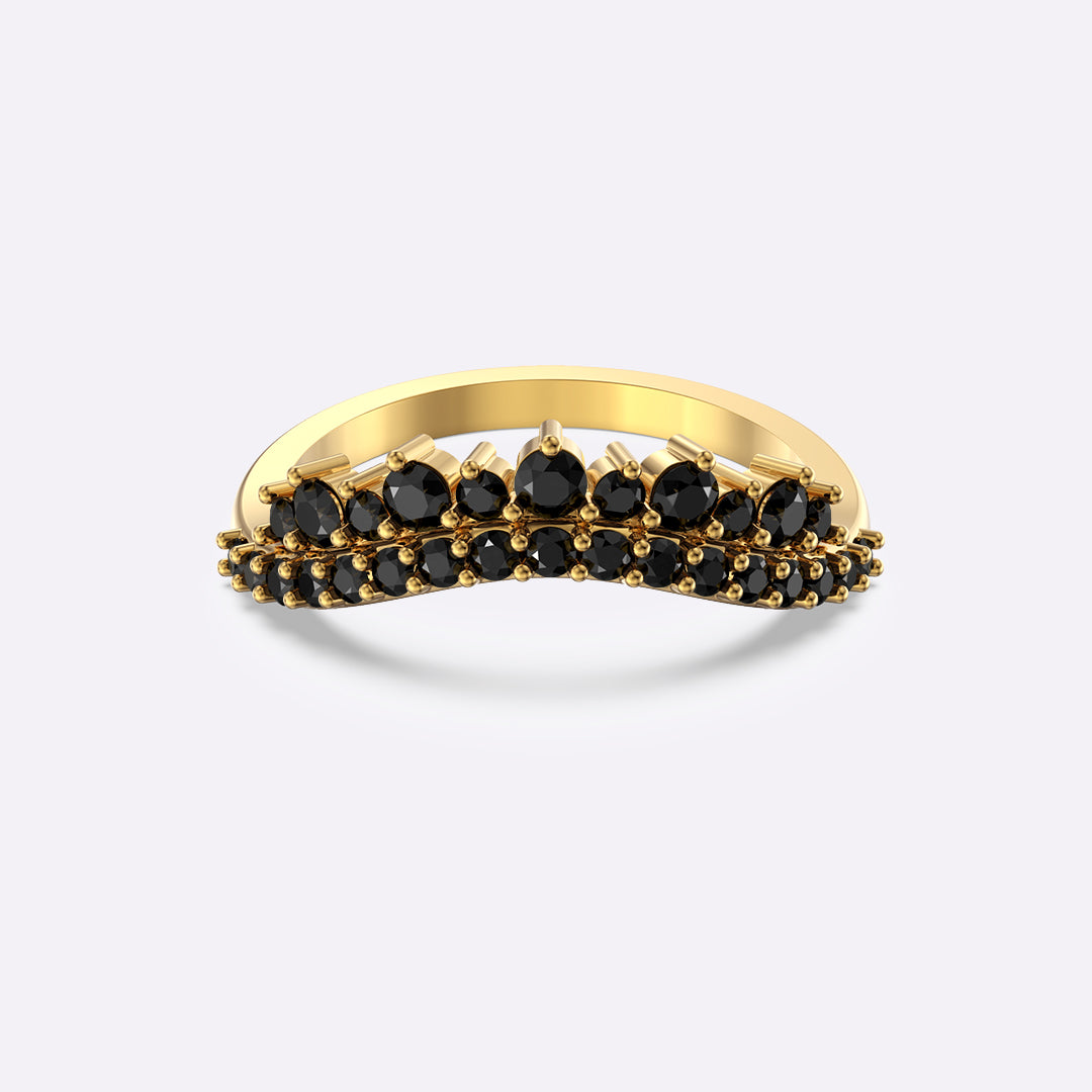 Aubrey Black Spinel Curved Band