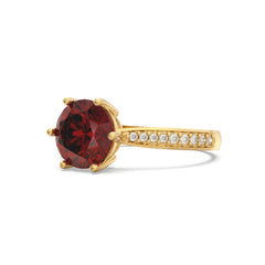 Garnet Raw Pave Round Ring